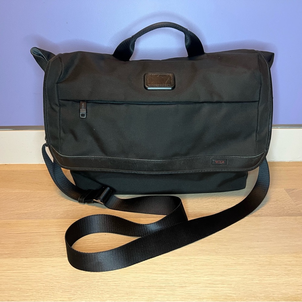 Tumi Black Nylon Alpha Flap Laptop Bag